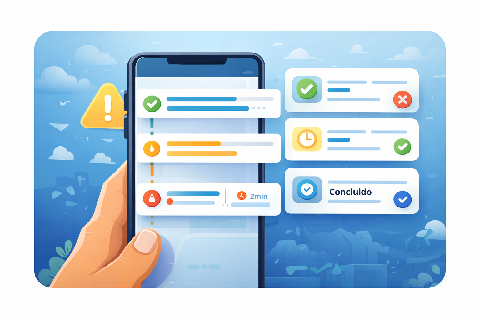 Acompanhamento do status da solicitação em tempo real